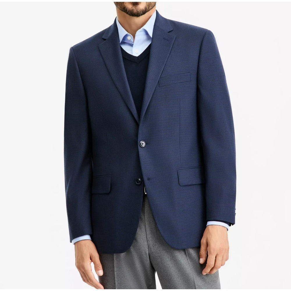 Michael Kors Men's Classic-Fit Houndstooth Sport Coat 54L Navy